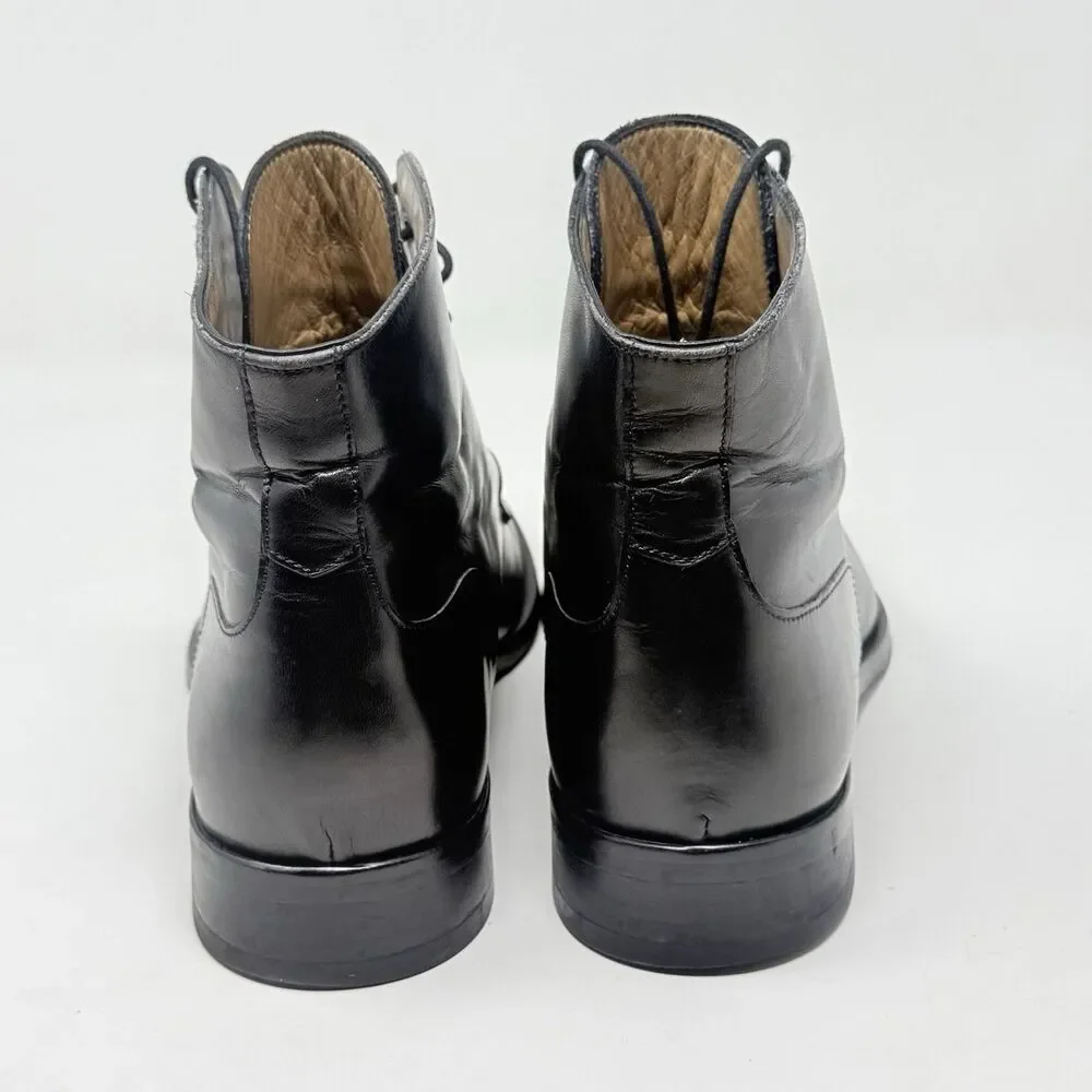 Ace Marks Chukka Boots Mens 9 EU 42 Black Leather Sleek Antique Wedding Italy